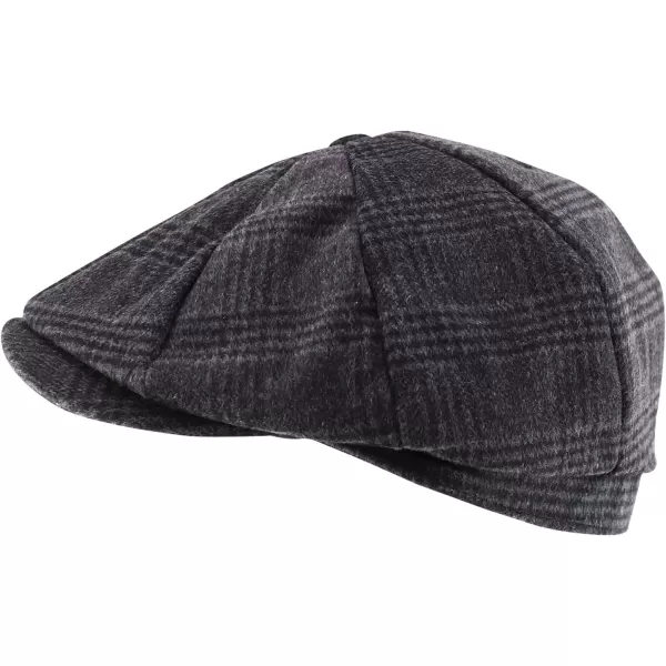 imageTrendy Apparel Shop XXL Oversize Newsboy Wool Blend Vintage Ivy CapPlaid Charcoal