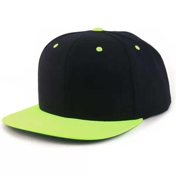 imageTrendy Apparel Shop Flexfit Oversize XXL Structured Blank Flatbill Snapback CapBlack Neon Green