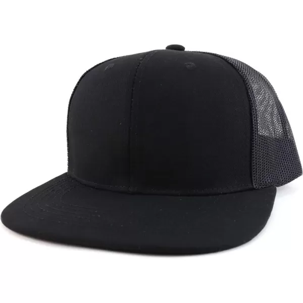 imageTrendy Apparel Shop Oversize 2XL Blank Plain Flatbill Mesh Snapback Baseball CapBlack