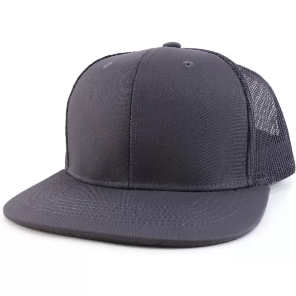 imageTrendy Apparel Shop Oversize 2XL Blank Plain Flatbill Mesh Snapback Baseball CapCharcoal