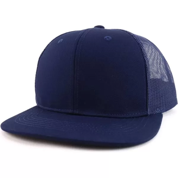 imageTrendy Apparel Shop Oversize 2XL Blank Plain Flatbill Mesh Snapback Baseball CapNavy