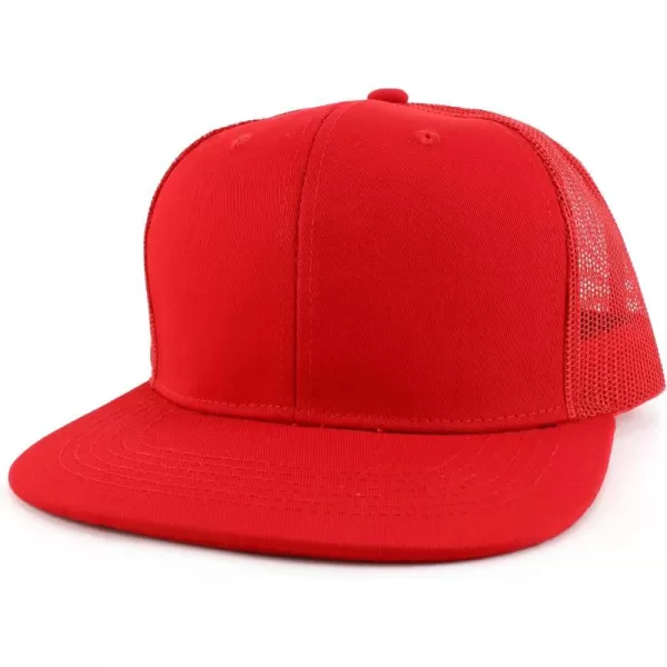 imageTrendy Apparel Shop Oversize 2XL Blank Plain Flatbill Mesh Snapback Baseball CapRed