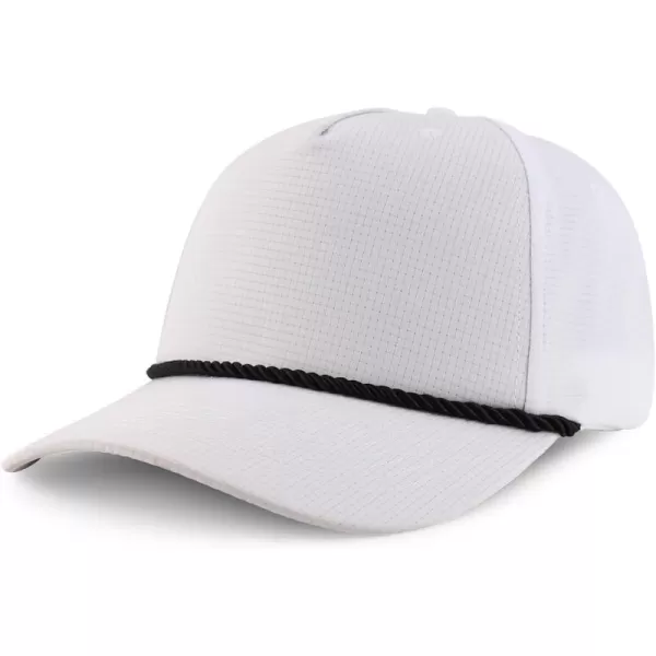imageTrendy Apparel Shop Oversize XXL 5 Panel Ripstop Snapback Cap with Contrasting RopeWhite Black