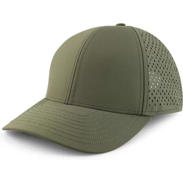 imageTrendy Apparel Shop Oversize XXL Laser Cut Holes Back Performance Snapback Ball CapOlive