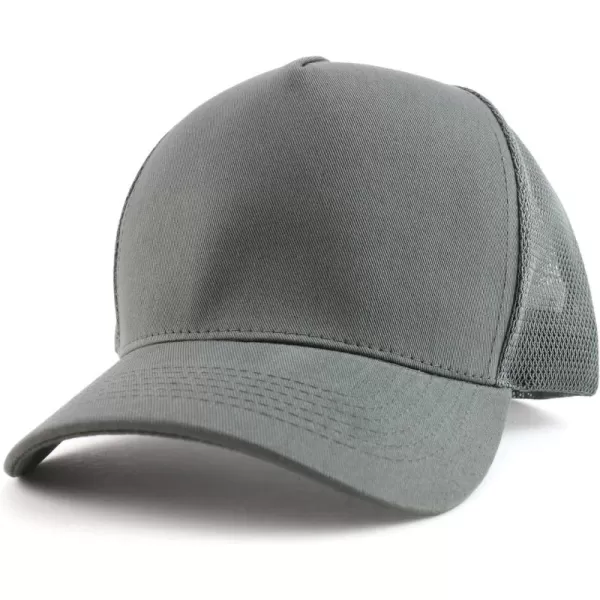 imageTrendy Apparel Shop Oversized Big 5 Panel Cotton Mesh Back Trucker Baseball CapDark Grey