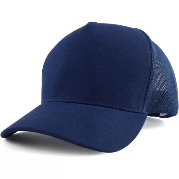 imageTrendy Apparel Shop Oversized Big 5 Panel Cotton Mesh Back Trucker Baseball CapNavy