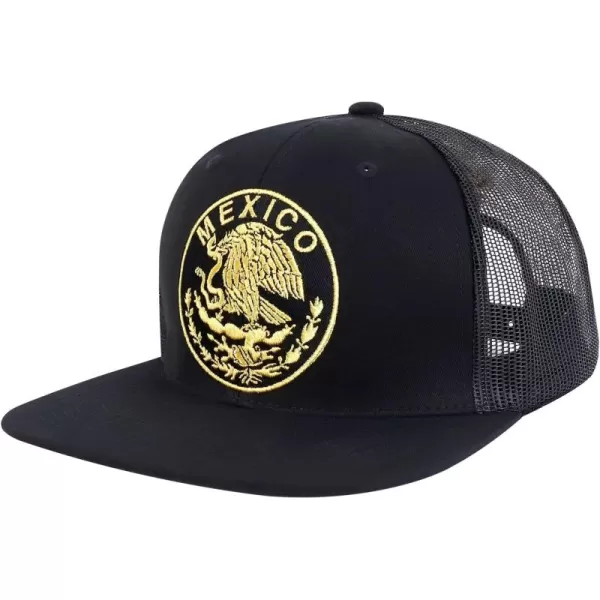 imageTrendy Apparel Shop Oversized XXL City of Mexico Eagle Embroidered Flat Bill Trucker Mesh CapMexico