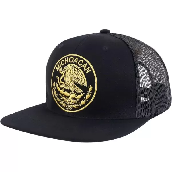 imageTrendy Apparel Shop Oversized XXL City of Mexico Eagle Embroidered Flat Bill Trucker Mesh CapMichoacan