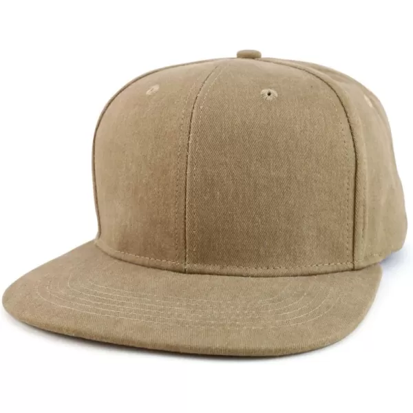 imageTrendy Apparel Shop Oversized XXL Plain Pigment Dyed Flatbill Snapback CapKhaki