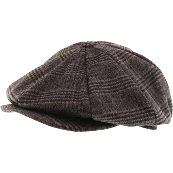 imageTrendy Apparel Shop XXL Oversize Newsboy Wool Blend Vintage Ivy CapPlaid Brown