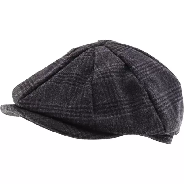 imageTrendy Apparel Shop XXL Oversize Newsboy Wool Blend Vintage Ivy CapPlaid Charcoal