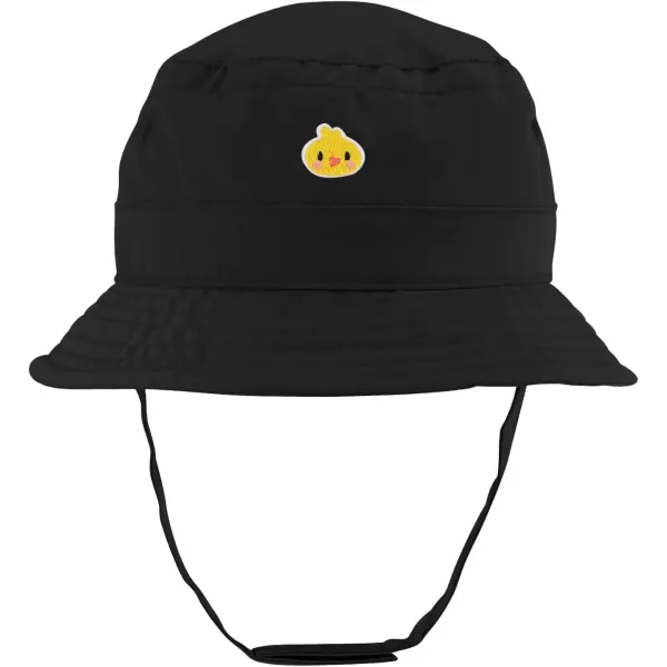 imageTrendy Apparel Shop Cute Duck Face Embroidered Patch Infant Lightweight Bucket Hat with Chin StrapBlack