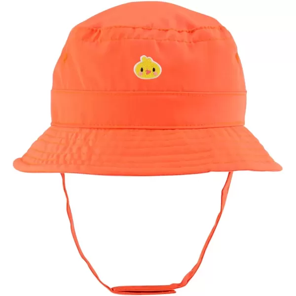 imageTrendy Apparel Shop Cute Duck Face Embroidered Patch Infant Lightweight Bucket Hat with Chin StrapOrange