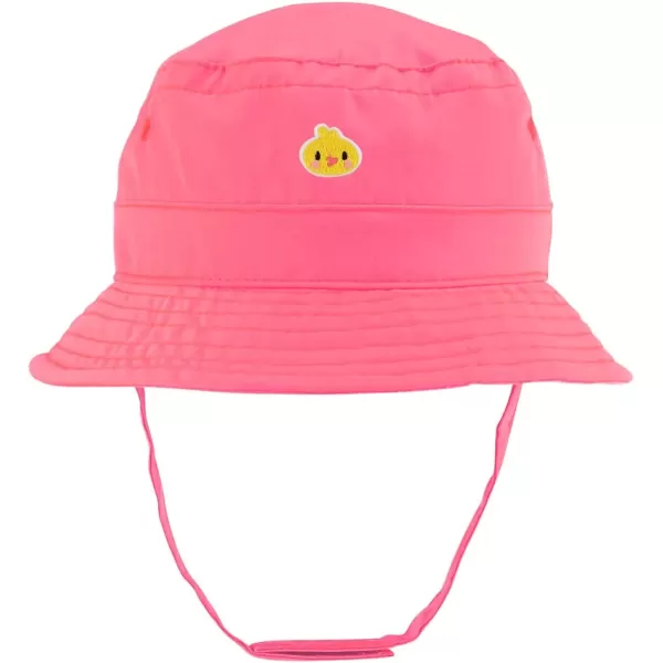 imageTrendy Apparel Shop Cute Duck Face Embroidered Patch Infant Lightweight Bucket Hat with Chin StrapPink