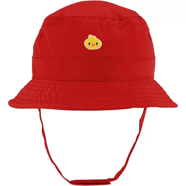 imageTrendy Apparel Shop Cute Duck Face Embroidered Patch Infant Lightweight Bucket Hat with Chin StrapRed