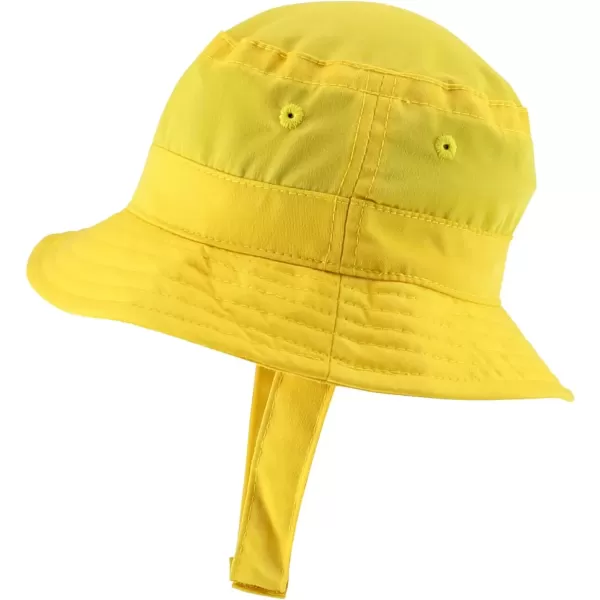 imageTrendy Apparel Shop Cute Duck Face Embroidered Patch Infant Lightweight Bucket Hat with Chin StrapYellow