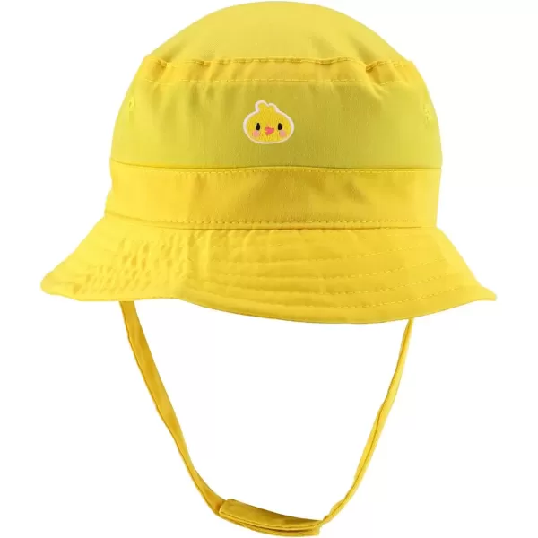 imageTrendy Apparel Shop Cute Duck Face Embroidered Patch Infant Lightweight Bucket Hat with Chin StrapYellow