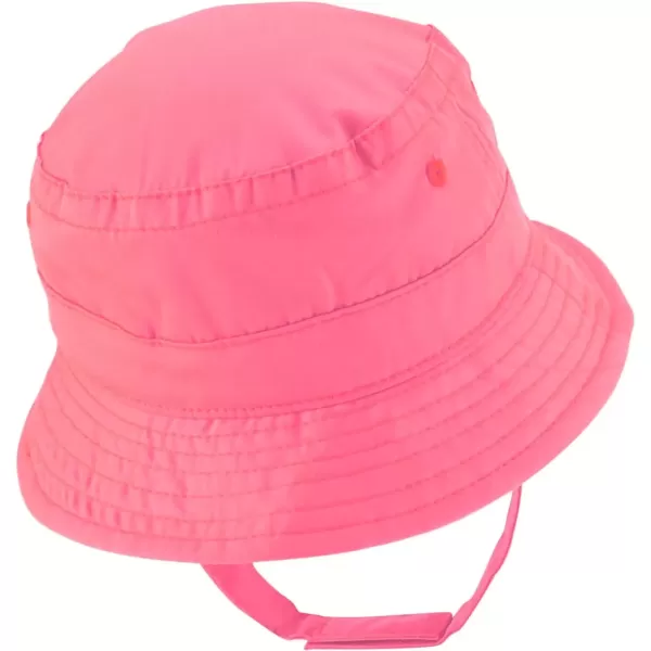 imageTrendy Apparel Shop Heart Emoticon Embroidered Patch Infant Lightweight Bucket Hat with Chin StrapPink