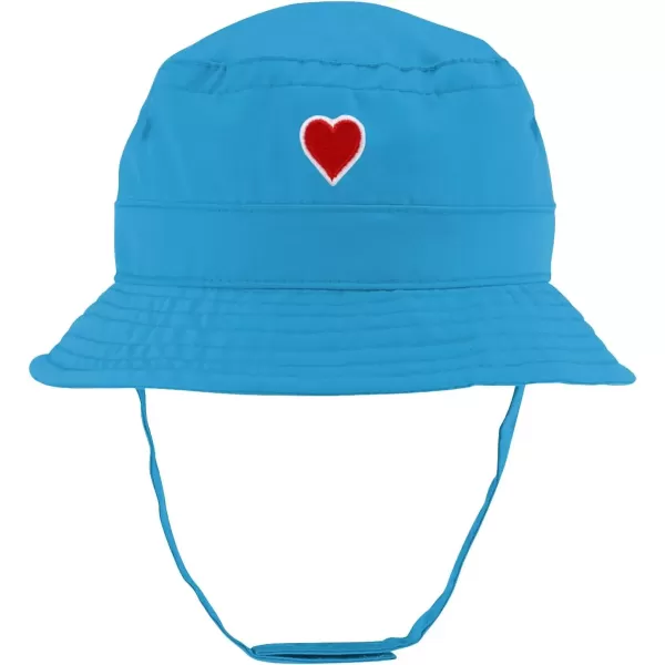 imageTrendy Apparel Shop Heart Emoticon Embroidered Patch Infant Lightweight Bucket Hat with Chin StrapTeal