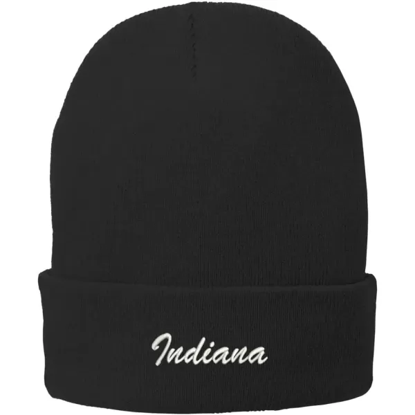 imageTrendy Apparel Shop Indiana Embroidered Winter Folded Long BeanieBlack