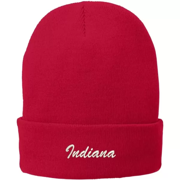 imageTrendy Apparel Shop Indiana Embroidered Winter Folded Long BeanieRed