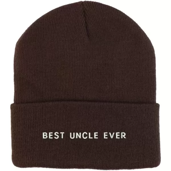imageTrendy Apparel Shop Best Uncle Ever Embroidered Winter Long Cuff BeanieBrown