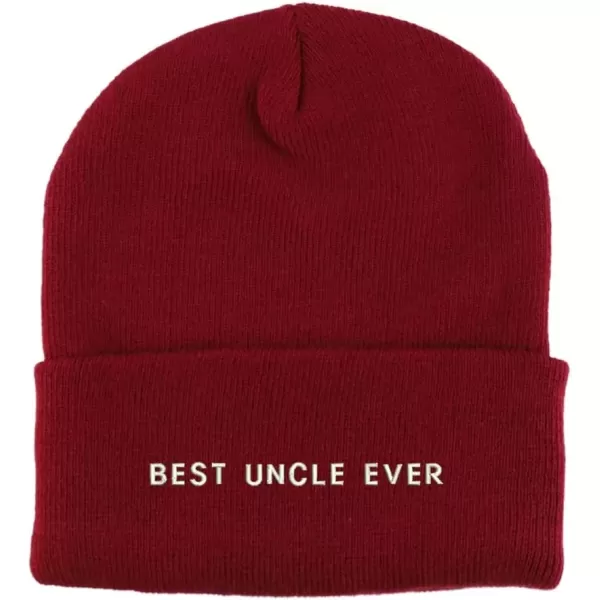 imageTrendy Apparel Shop Best Uncle Ever Embroidered Winter Long Cuff BeanieBurgundy
