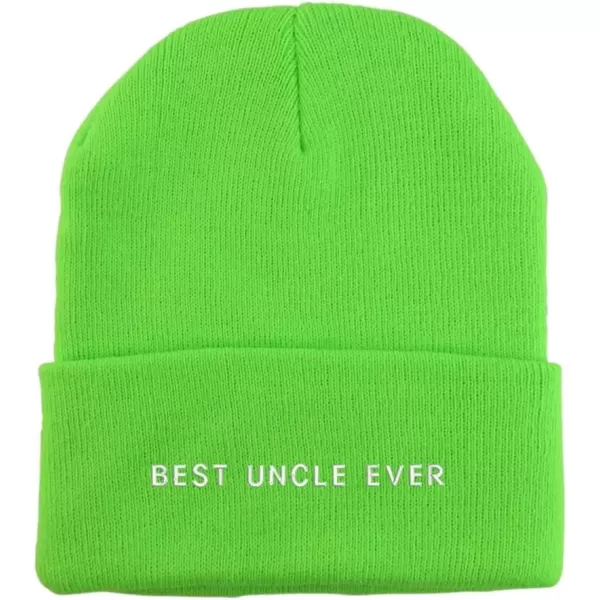 imageTrendy Apparel Shop Best Uncle Ever Embroidered Winter Long Cuff BeanieNeon Green