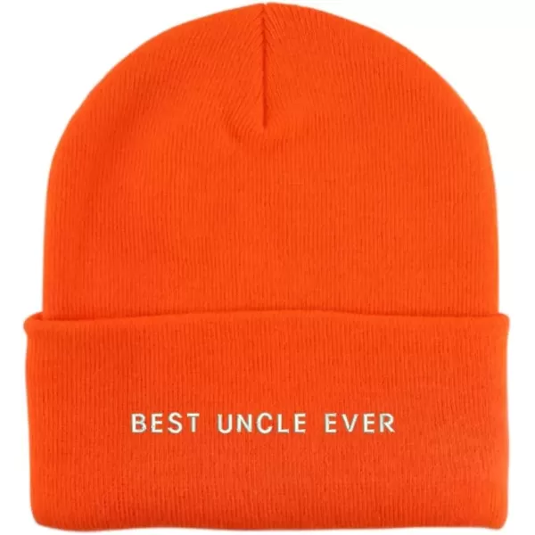 imageTrendy Apparel Shop Best Uncle Ever Embroidered Winter Long Cuff BeanieNeon Orange