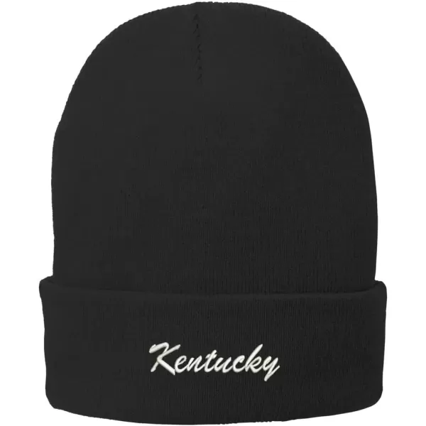 imageTrendy Apparel Shop Kentucky Embroidered Winter Folded Long BeanieBlack