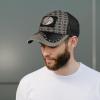 imageStraw Design Metallic Rodeo Cowboy Horse Metal Logo Trucker Mesh Baseball CapDark Tan Brown