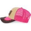 imageStraw Design Metallic Rodeo Cowboy Horse Metal Logo Trucker Mesh Baseball CapTan Pink