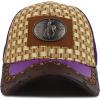 imageStraw Design Metallic Rodeo Cowboy Horse Metal Logo Trucker Mesh Baseball CapTan Purple