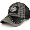 imageStraw Design Metallic Rodeo Cowboy Horse Metal Logo Trucker Mesh Baseball CapCharcoalBlack