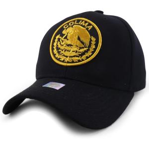 imageTrendy Apparel Shop Cities of Mexico Circular Logo Embroidered Structured Baseball CapColima Gold  Black