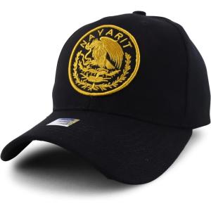 imageTrendy Apparel Shop Cities of Mexico Circular Logo Embroidered Structured Baseball CapNayarit Gold  Black