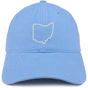 imageTrendy Apparel Shop Ohio State Outline State Embroidered Cotton Dad HatCarolina Blue