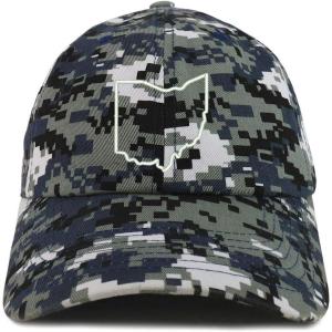 imageTrendy Apparel Shop Ohio State Outline State Embroidered Cotton Dad HatNavy Digital Camo