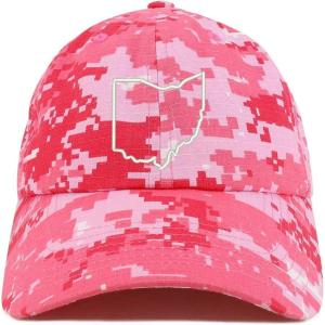 imageTrendy Apparel Shop Ohio State Outline State Embroidered Cotton Dad HatPink Digital Camo