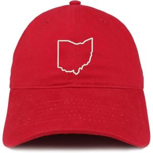 imageTrendy Apparel Shop Ohio State Outline State Embroidered Cotton Dad HatRed