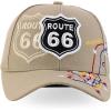 imageTrendy Apparel Shop Route 66 Classic Car Embroidered Structured Baseball CapKhaki 2
