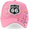 imageTrendy Apparel Shop Route 66 Classic Car Embroidered Structured Baseball CapLight Pink 2