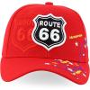 imageTrendy Apparel Shop Route 66 Classic Car Embroidered Structured Baseball CapRed 2