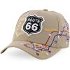 imageTrendy Apparel Shop Route 66 Classic Car Embroidered Structured Baseball CapKhaki 2