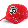 imageTrendy Apparel Shop Route 66 Classic Car Embroidered Structured Baseball CapRed 2