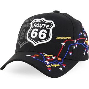 imageTrendy Apparel Shop Route 66 Classic Car Embroidered Structured Baseball CapBlack 2