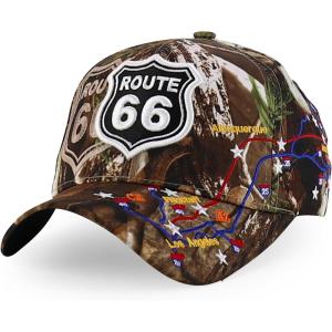imageTrendy Apparel Shop Route 66 Classic Car Embroidered Structured Baseball CapHunting Camo 2