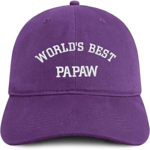 imageTrendy Apparel Shop Worlds Best Papaw Embroidered Soft Crown 100 Brushed Cotton CapPurple