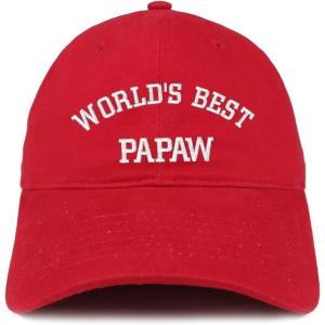 imageTrendy Apparel Shop Worlds Best Papaw Embroidered Soft Crown 100 Brushed Cotton CapRed
