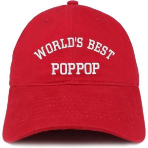 imageTrendy Apparel Shop Worlds Best Poppop Embroidered Low Profile Soft Cotton Baseball CapRed
